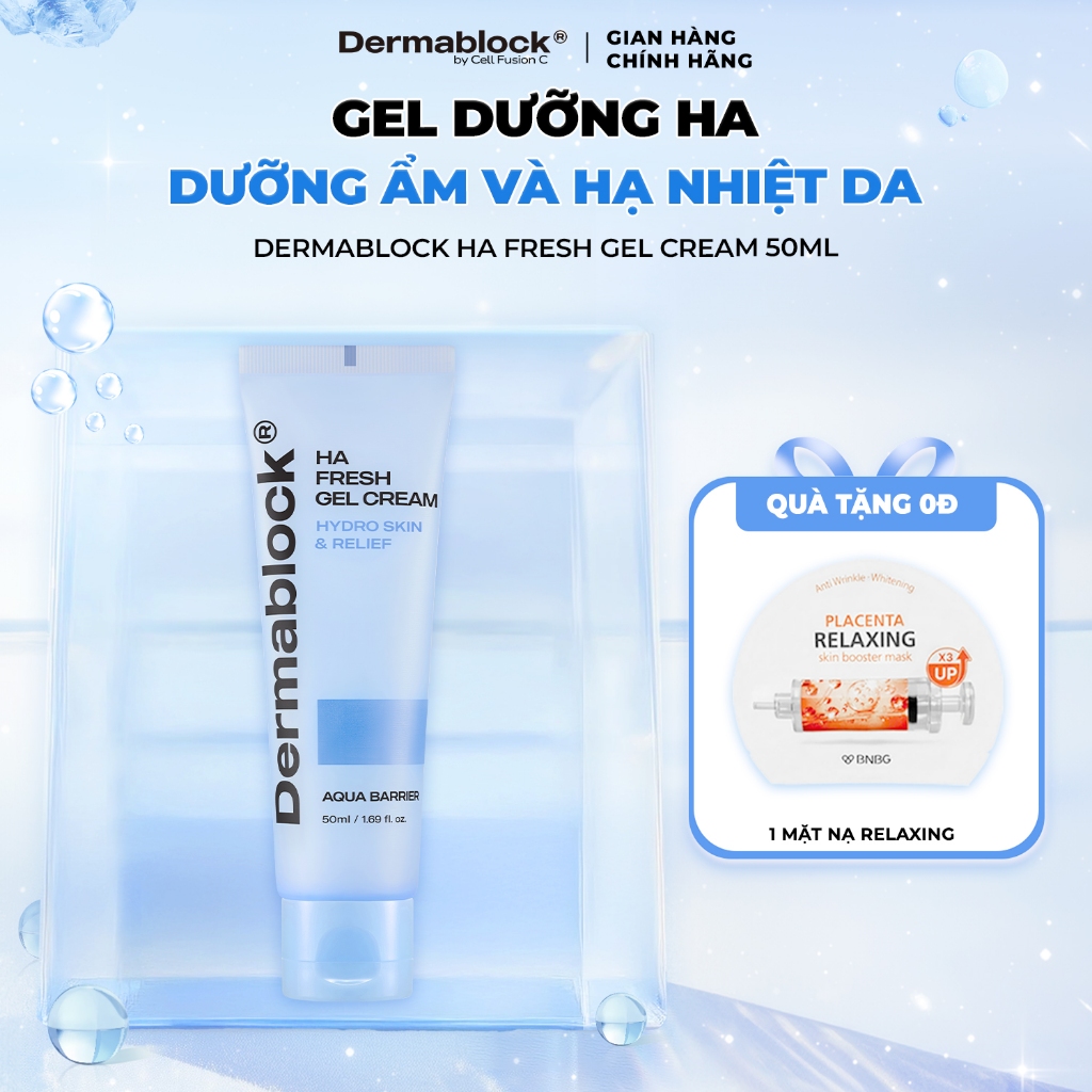 [ TẶNG 1 MASK BNBG ] Gel dưỡng ẩm và hạ nhiệt da Dermablock HA Fresh Gel 50ml