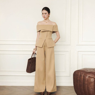 Set Nữ JOVEN Kane [Tách Lẻ] Áo Peplum Bẹt Vai Và Quần Ống Suông