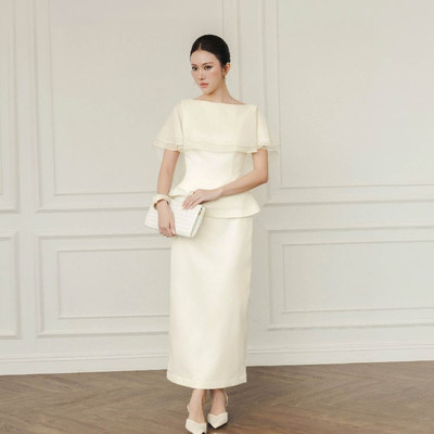 Áo Nữ JOVEN Kai Form Peplum Phối Choàng 2 Tầng