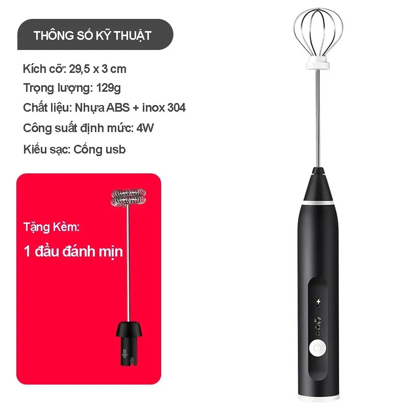 Máy tạo bọt cafe mini 3 tốc độ sử dụng pin đánh trứng mini cầm tay không dây SẠC USB | BigBuy360 - bigbuy360.vn
