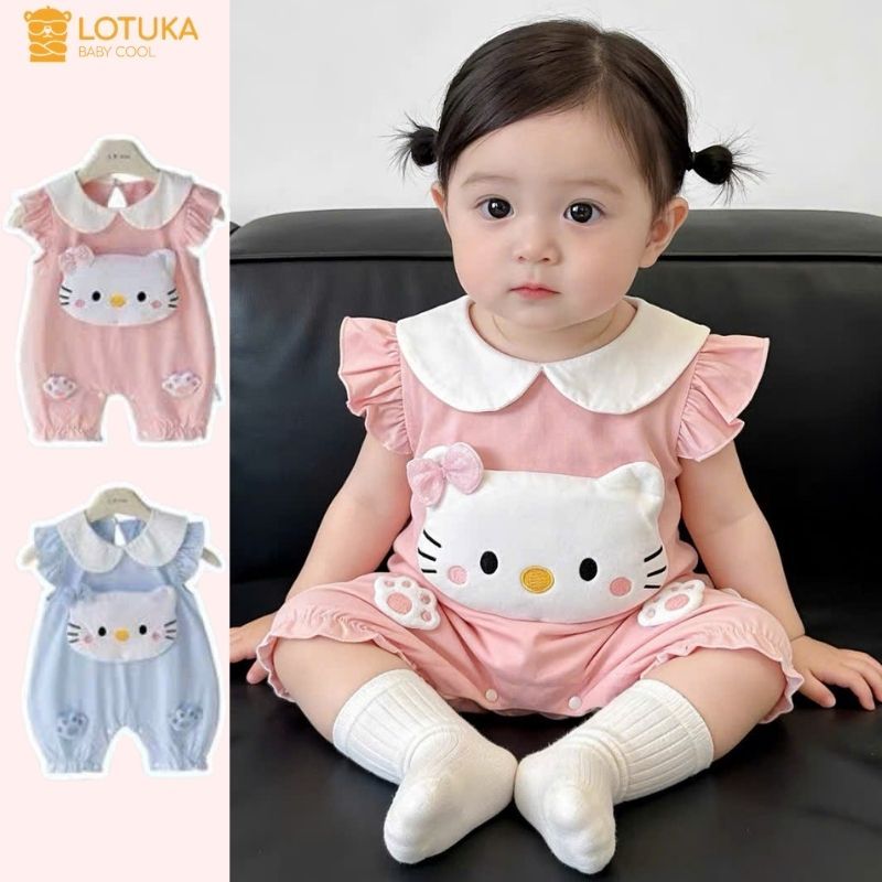 Bodysuit Mèo Kitty Đáng Yêu Cho Bé LOTUKA, Bộ Liền Thân Chất Thun Lạnh Mềm Mát, Áo Hè, Quần Áo Trẻ Em Size 3-12kg