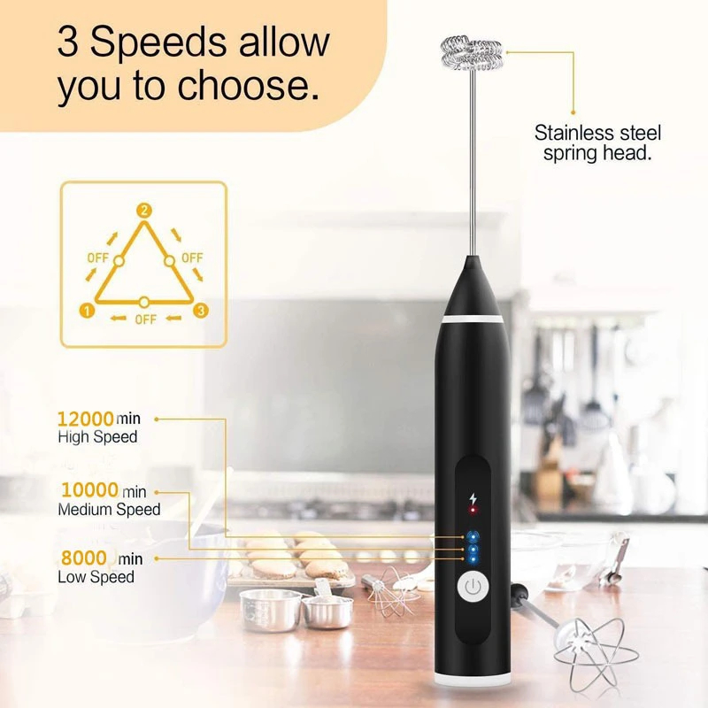 Máy tạo bọt cafe mini 3 tốc độ sử dụng pin đánh trứng mini cầm tay không dây SẠC USB | BigBuy360 - bigbuy360.vn