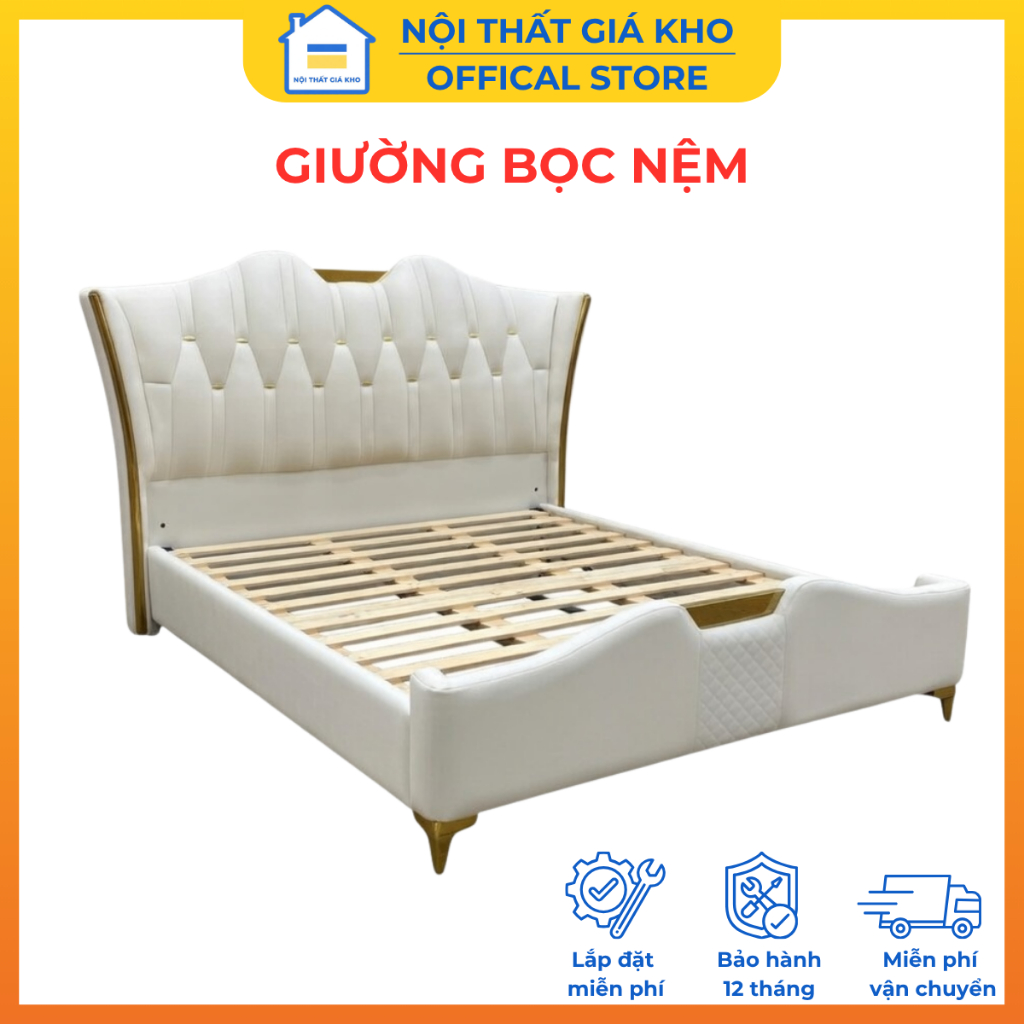 Giường nhập khẩu cao cấp bọc da Napas GN04 - giường bọc nệm nhập khẩu