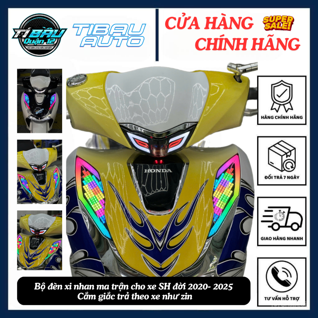 Bộ đèn xi nhan ma trận chỉnh app lắp cho xe SH 2020 – 2025 | Audi I8 – Cắm giắc zin không độ chế