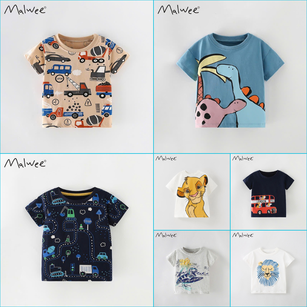 BST áo hè bé trai thun cotton Malwee họa tiết họa 2-7 tuổi Mẫu mới LMB4 - Little Maven Chính Hãng