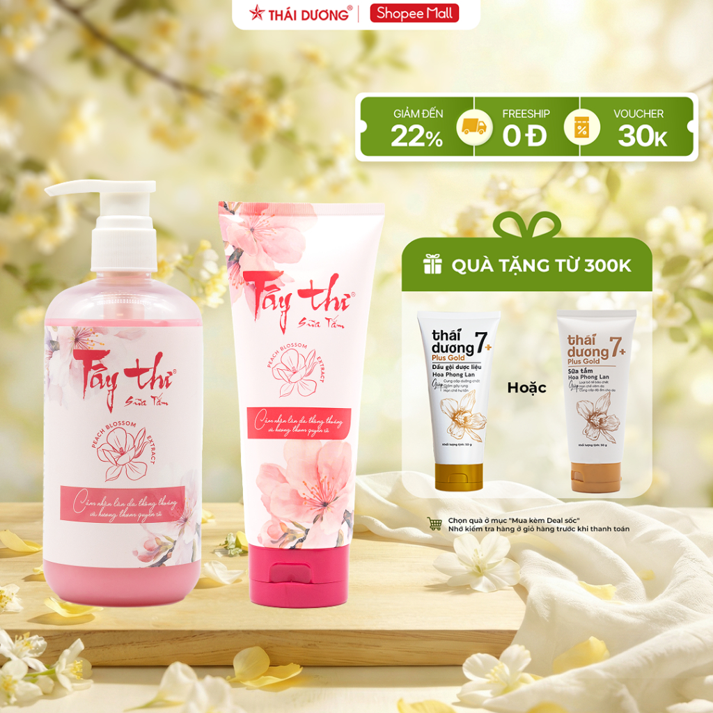 Sữa tắm Tây Thi (Hoa Đào) giúp làm giảm mụn, phục hồi và làm sạch da 200ml, 500ml - Sao Thái Dương