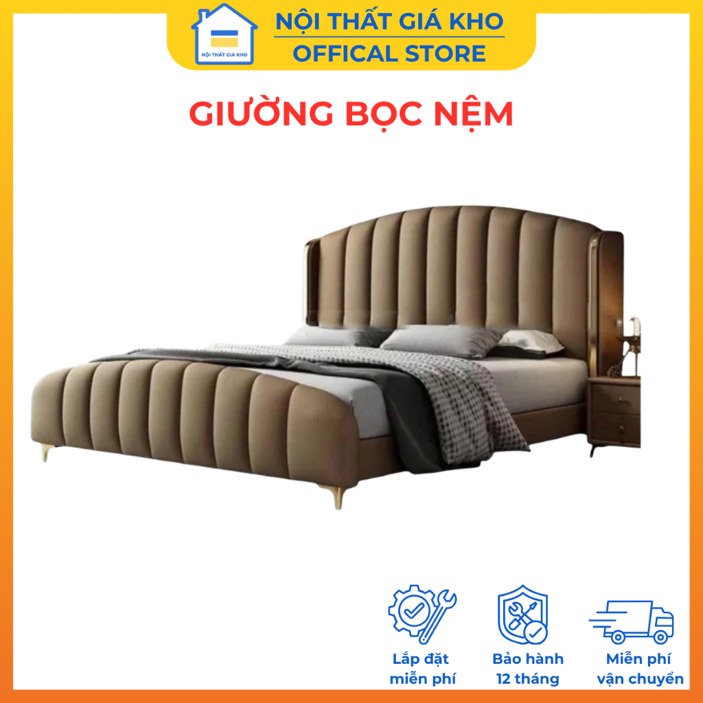 Giường bọc nệm giá rẻ - giường ngủ hiện đại 1m6x2m-1m8x2m