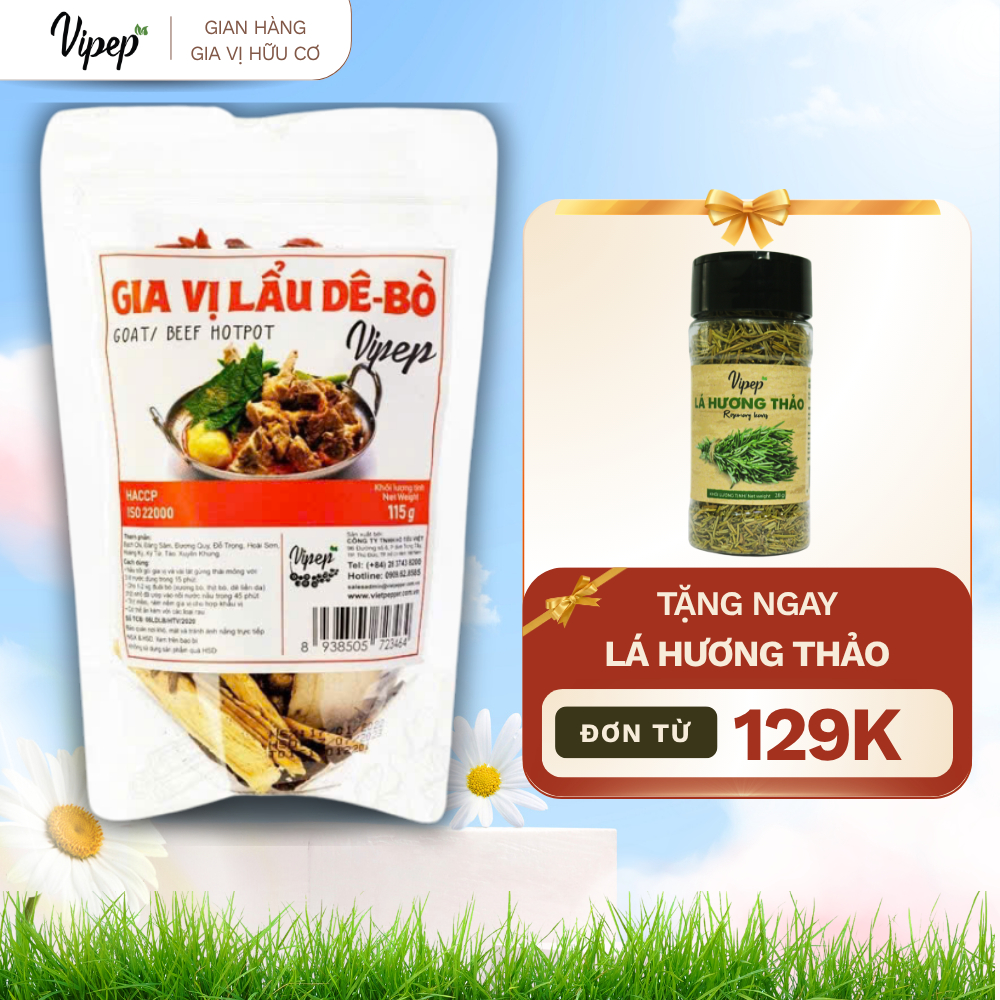 Set gia vị nấu lẩu dê bò hoàn chỉnh 115g gói nấu lẩu, hầm canh dưỡng sinh, tiềm dê, bò, gà - Gia vị 