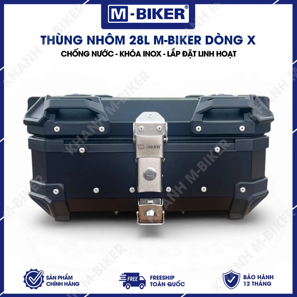 Thùng nhôm 28L X M-Biker, thùng nhôm xe máy 22L 36L 45L 55L 65L thùng nhôm gắn xe máy