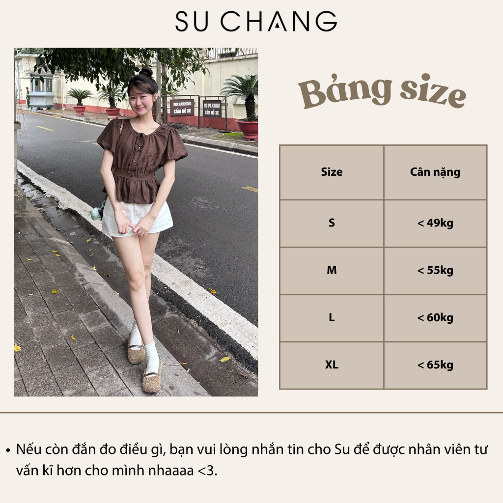 Áo Sơ Mi Cộc Tay Cổ Tròn Tay Bồng Chun Lưng A855 Su Chang Thời Trang Nữ | BigBuy360 - bigbuy360.vn
