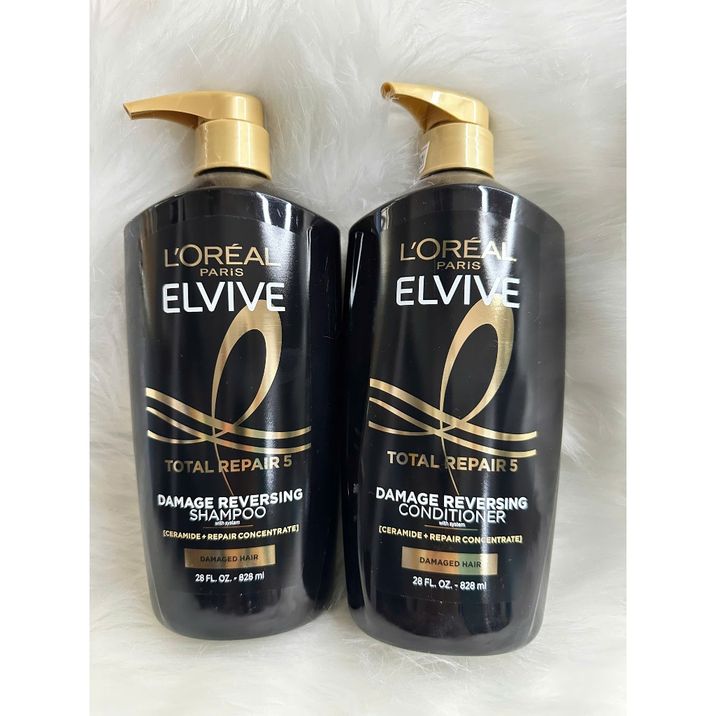 Dầu gội và dầu xả LOreal Paris Elvive Total Repair 5 phục hồi tóc hư tổn