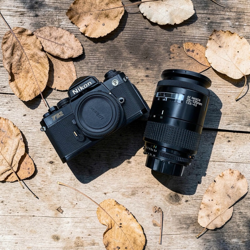 Máy ảnh film Nikon Fe2 kèm lens bản Black đen