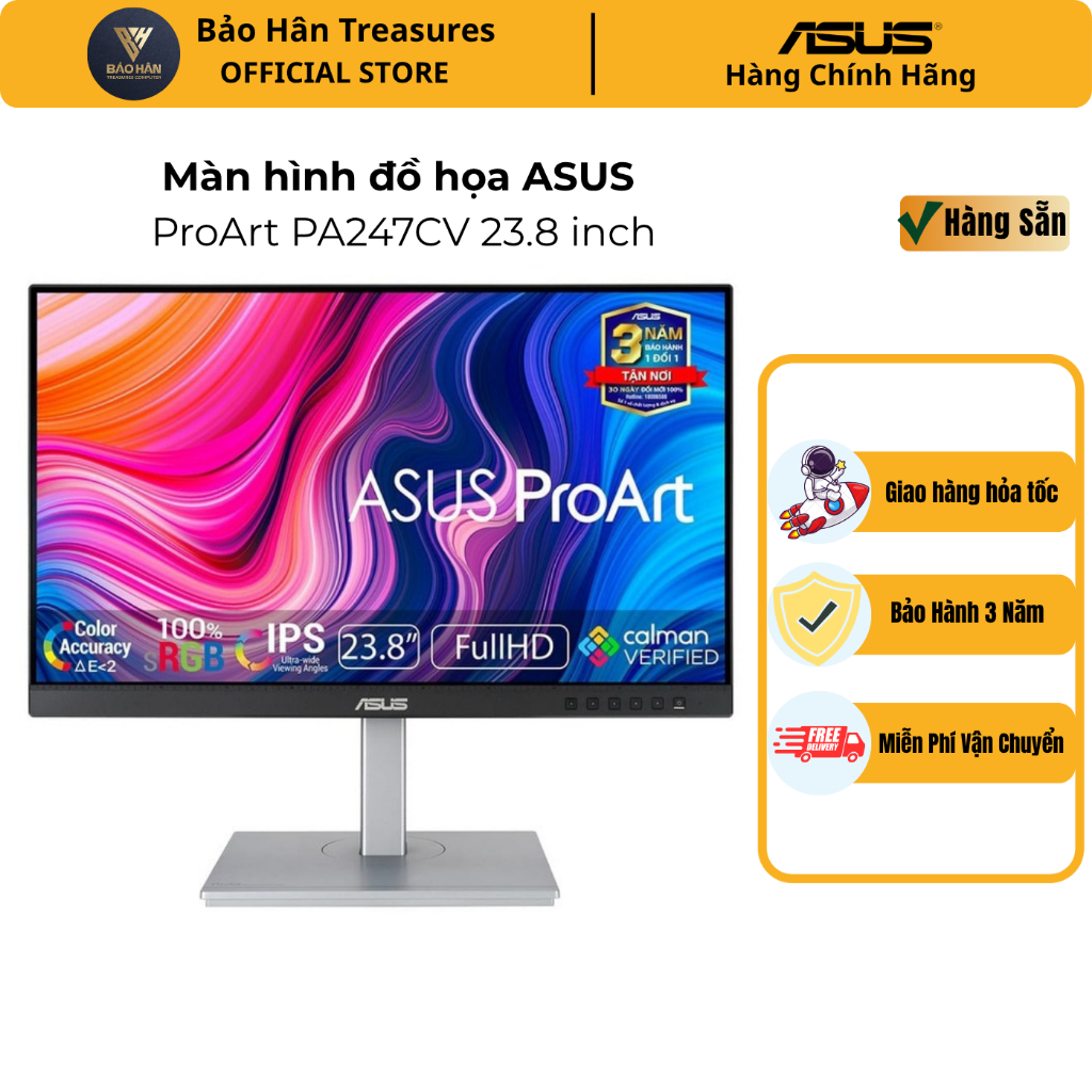 Màn Hình Máy Tính Asus ProArt PA247CV 23.8 Inch FHD IPS Chuyên Đồ Họa Hàng Chính Hãng