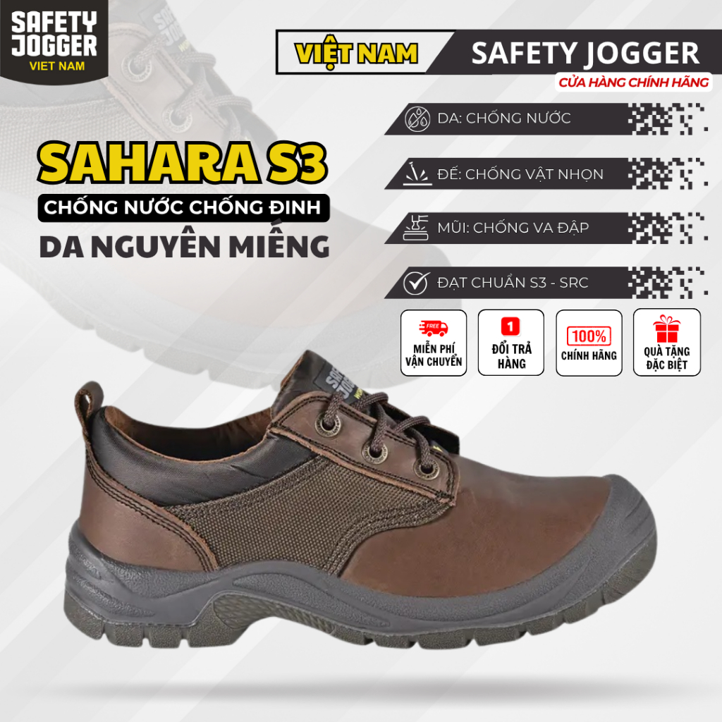 [SAFETY JOGGER] Giày Bảo Hộ Safety Jogger Sahara Màu Nâu Da Lộn Chống Nước Trơn Trượt Dầu Chống Đinh