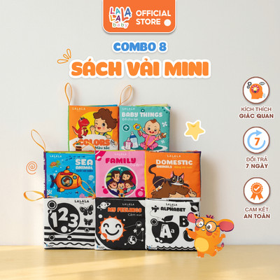 (Combo 8) Sách vải đồ chơi cho bé sơ sinh chất liệu an toàn 8 mặt sột soạt phát triển đa giác quan của Lalala baby