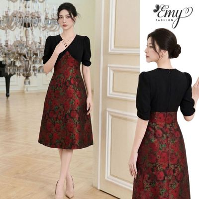 Đầm Dự Thiệc Thiết Kế EMY Thời Trang Cao Cấp EX9770 Vải Carolan Sang Chảnh Dành Cho Mẹ U40