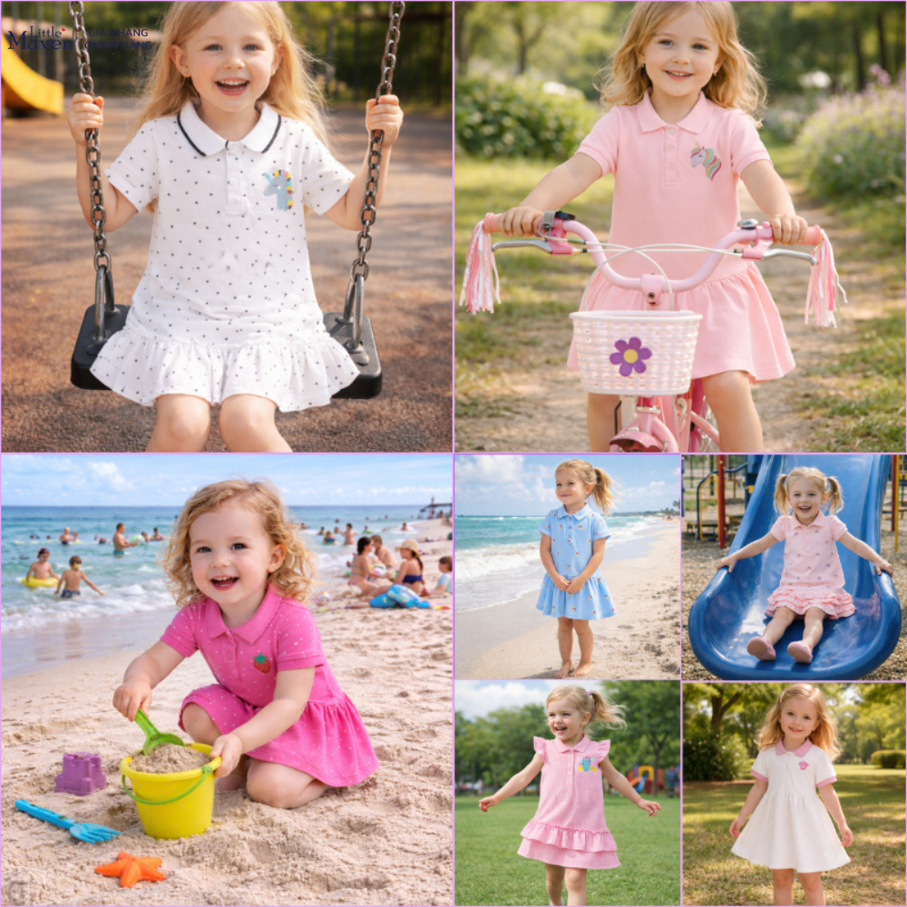 BST váy hè polo bé gái Little Maven họa tiết đáng yêu 2-7 tuổi LSD6 - Little Maven Chính Hãng