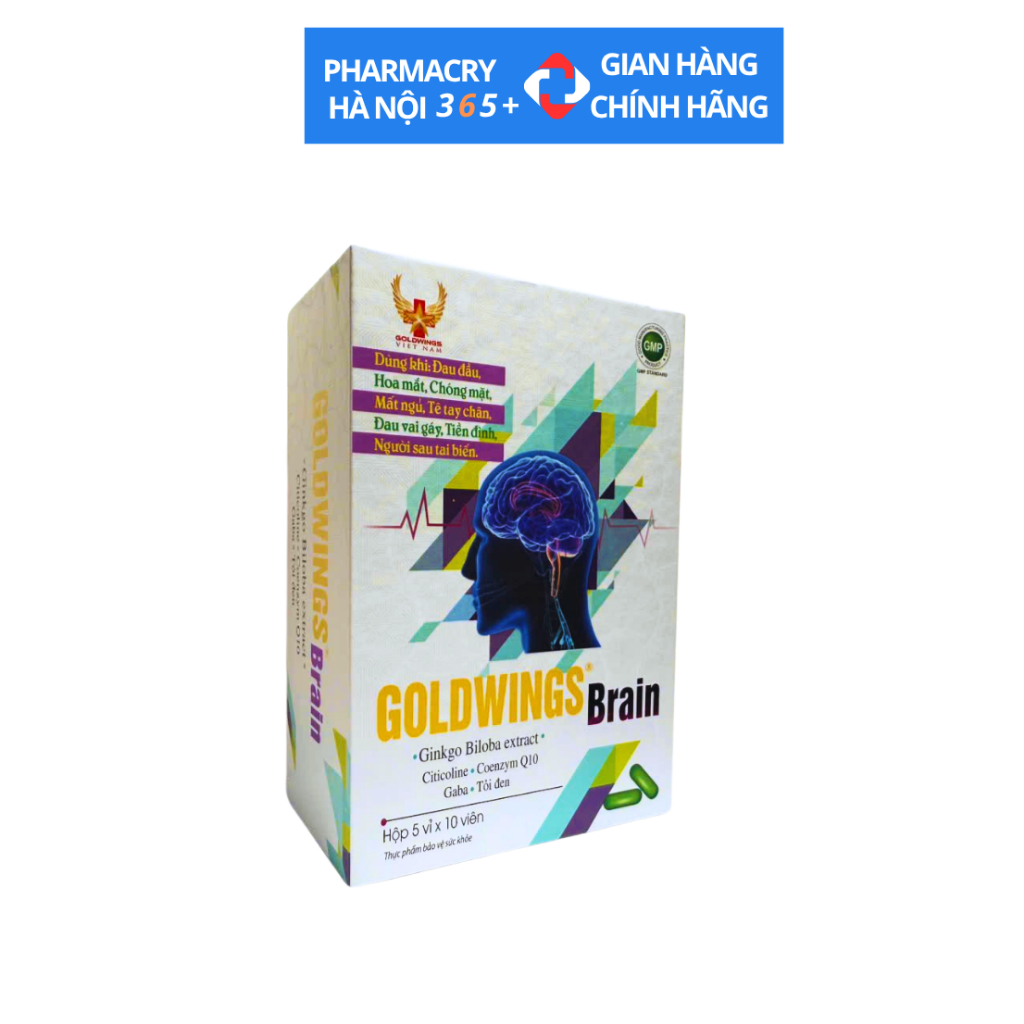 Viên Uống Hoạt Huyết Não Goldwings Brain Ginkgo Biloba Giúp Tăng Tuần Hoàn Não, Giảm Hoa Mắt Chóng M