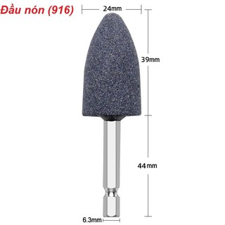 Đá mài hình trụ, đầu mài hình nón chân lục giác, chuyên dùng kẹp vào đầu máy khoan để mài dao, kéo.TN637.915.916