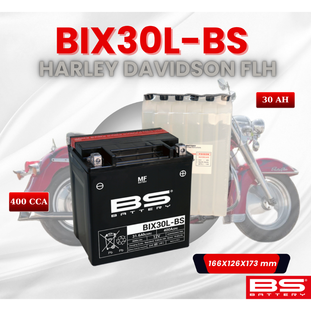 ẮC QUY BS BIX30L-BS 400CCA HARLEY DAVIDSON FLH (166x126x173 mm)