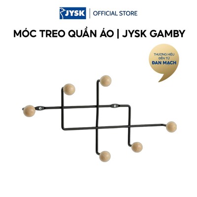 Móc treo quần áo | JYSK GAMBY | 6 móc | kim loại/gỗ tự nhiên | màu tự nhiên/đen | R41xS9xC22cm