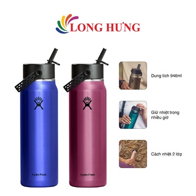 Bình giữ nhiệt Hydro Flask Lightweight Wide Flex Straw Cap 32 OZ/946ml - Hàng chính hãng