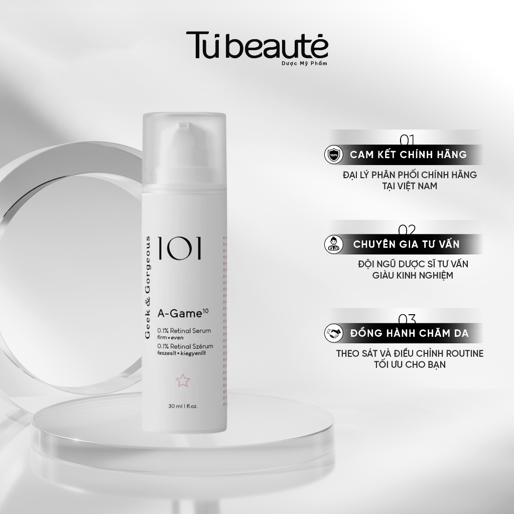 [HÀNG CÔNG TY] Tinh Chất Geek & Gorgeous A-Game 10 0.1% Retinal Serum Chống Lão Hoá, Tái Tạo Da 30ml