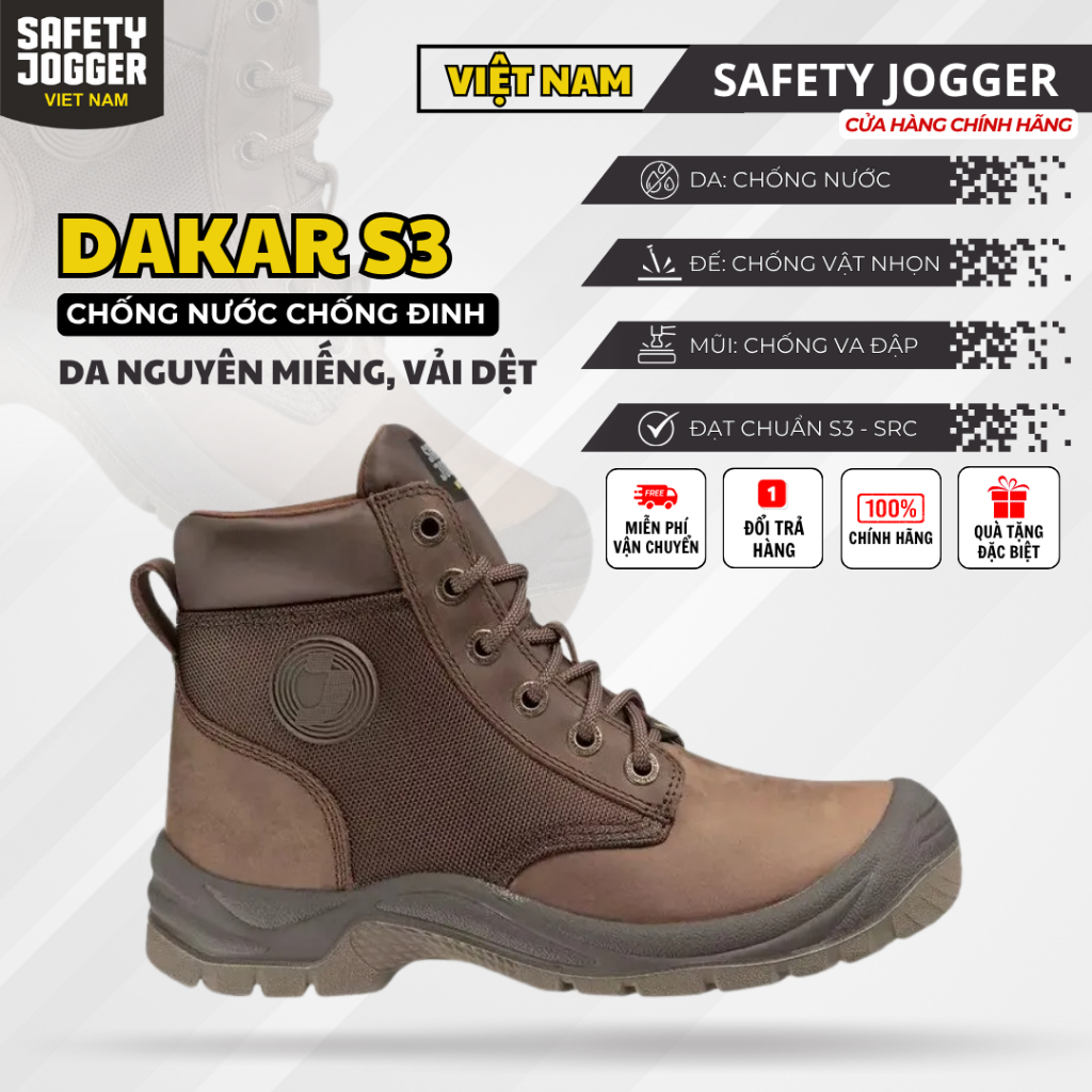 [SAFETY JOGGER] Giày Bảo Hộ Safety Jogger Dakar S3 Chống Thấm Dầu Nước Chống Đâm Xuyên Chống Đinh