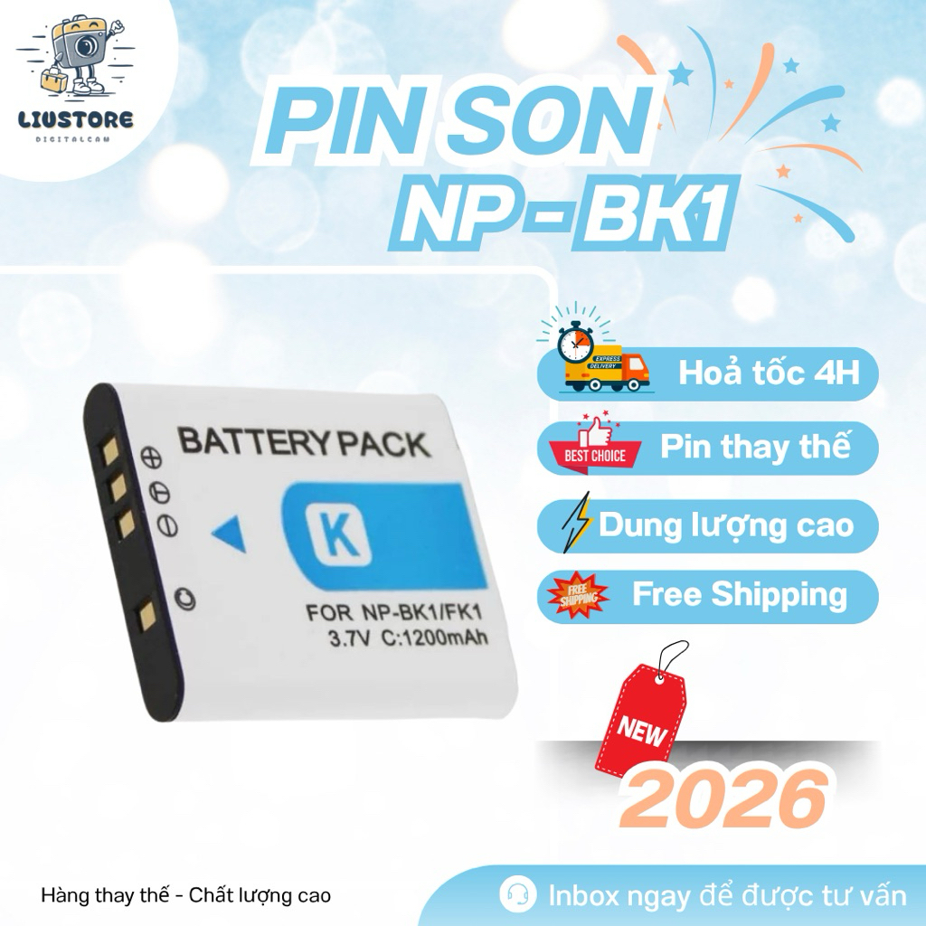 Pin Sony NP-BK1 Cho Máy Ảnh Sony Cyber-shot - Dung Lượng 1200mAh - Hàng Thay Thế Chất Lượng Cao Sony