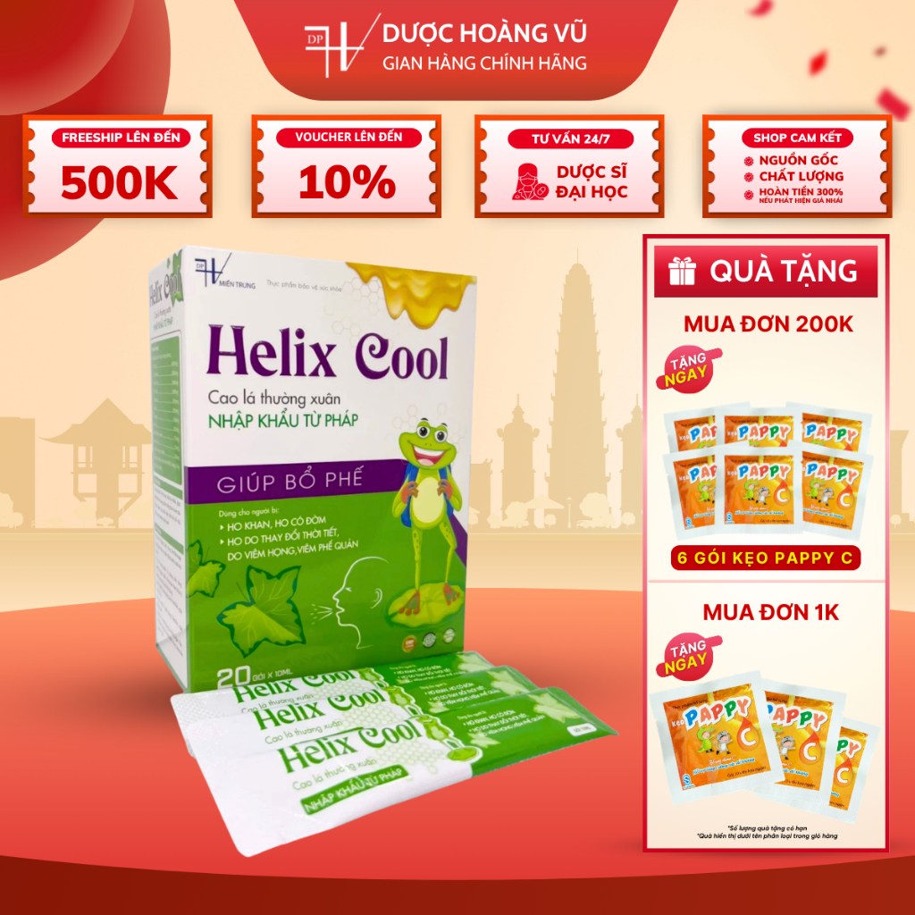 [✨2H BẤT KÌ QUÀ 150K] Siro ho bổ phế cho bé HELIX COOL (Hộp 20 gói) - Giúp dịu ho, ho khan, ho có đờ