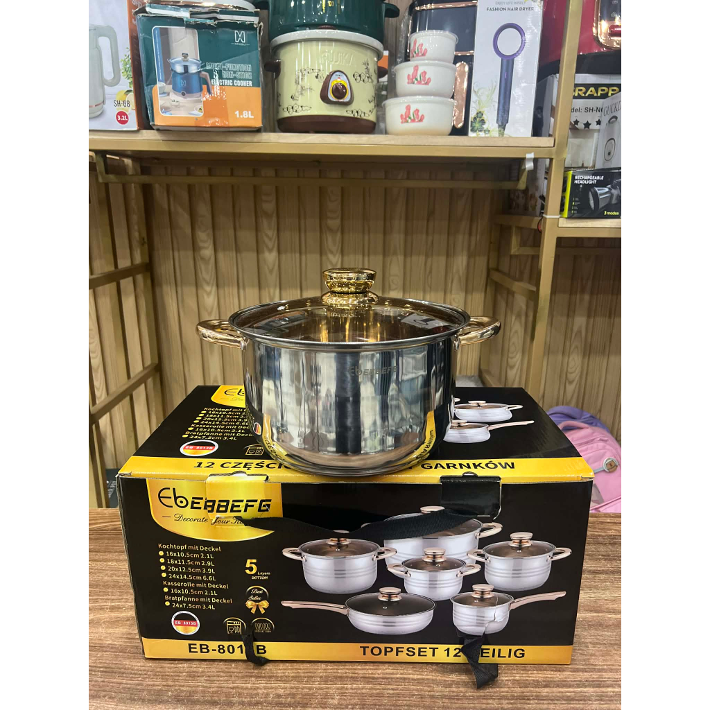 nồi 20cm 3.9 lít, tách lẻ từ Bộ nồi Đức 6 món, Bộ nồi Inox 304 5 lớp đáy bền đẹp chống cong vênh tỏa