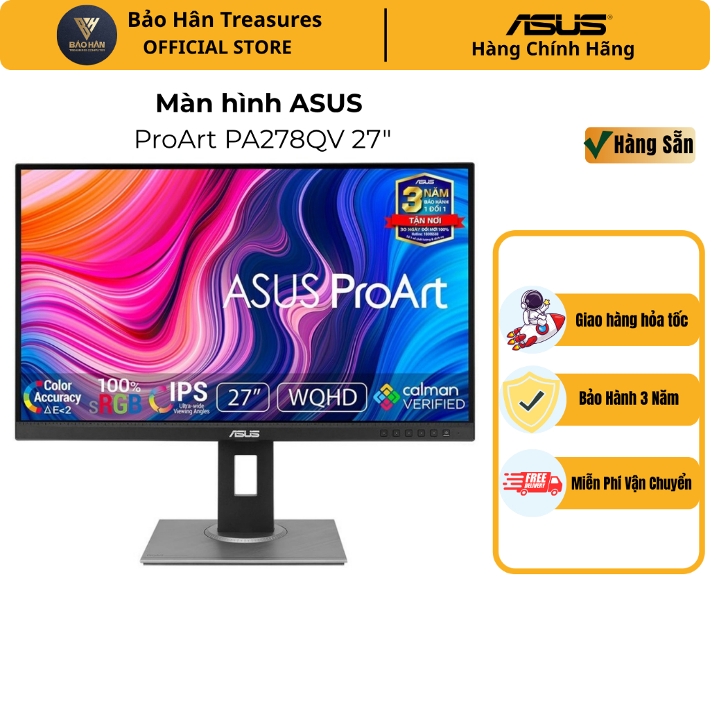 Màn Hình ASUS ProArt Display PA278QV Gen2 (PA278QGV) 120Hz QHD IPS - Hàng Chính Hãng