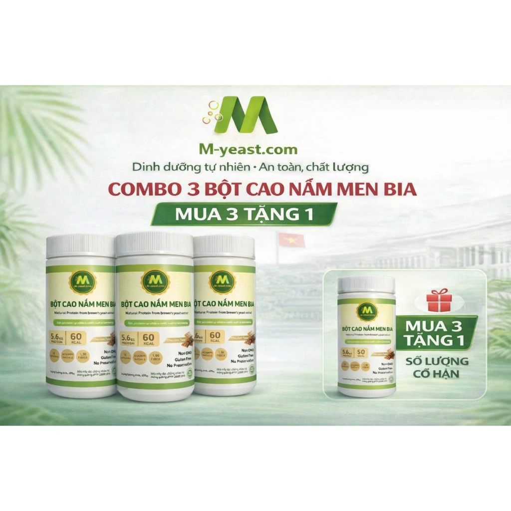 [COMBO MUA 3 TẶNG 1] - Bột nấm men bia 500g, giàu protein tự nhiên, bổ dưỡng tốt cho sức khỏe chính 