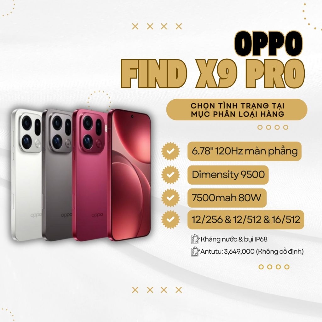 Điện thoại Oppo Find X9 Pro Nội Địa 12/256 16/512 QSD
