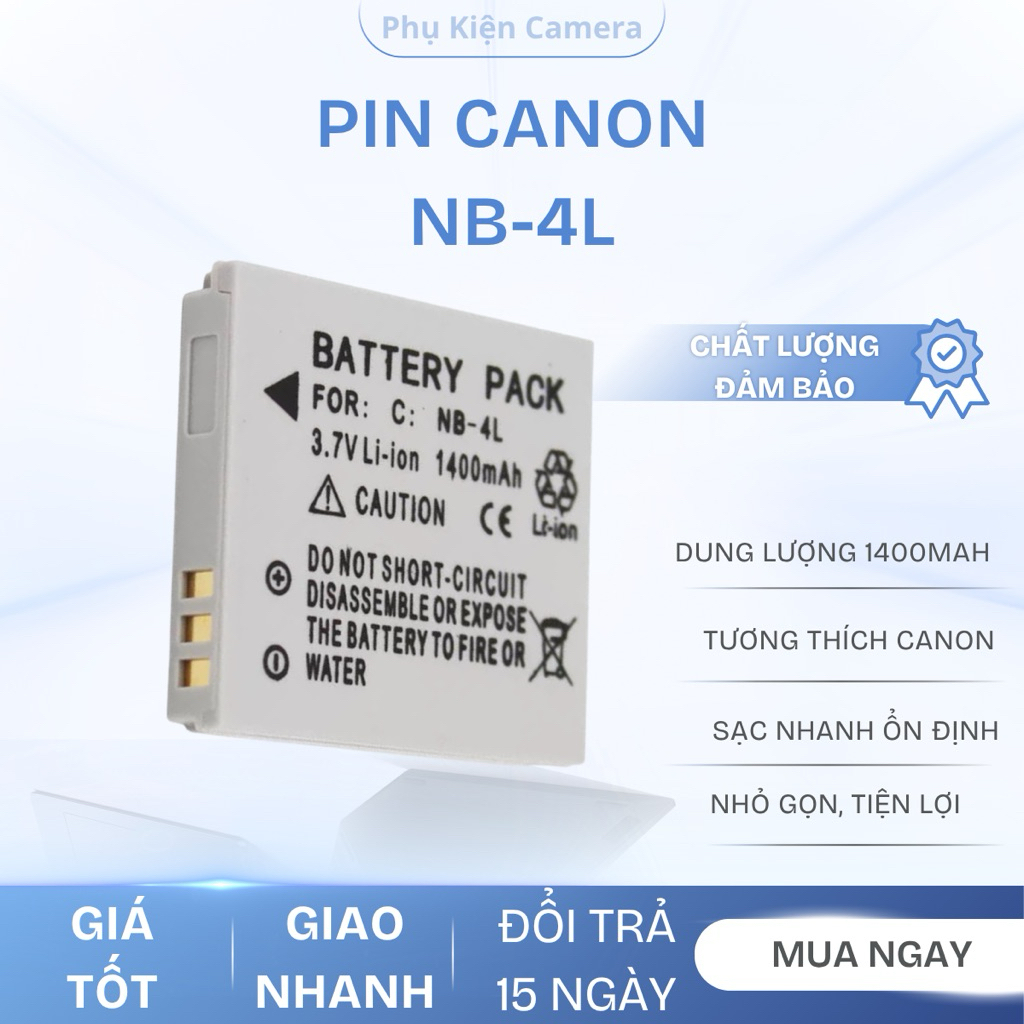Pin thay thế Canon NB-4L / 5L / 6L / 8L / 11L / 13L cho máy ảnh IXY, IXUS, PowerShot