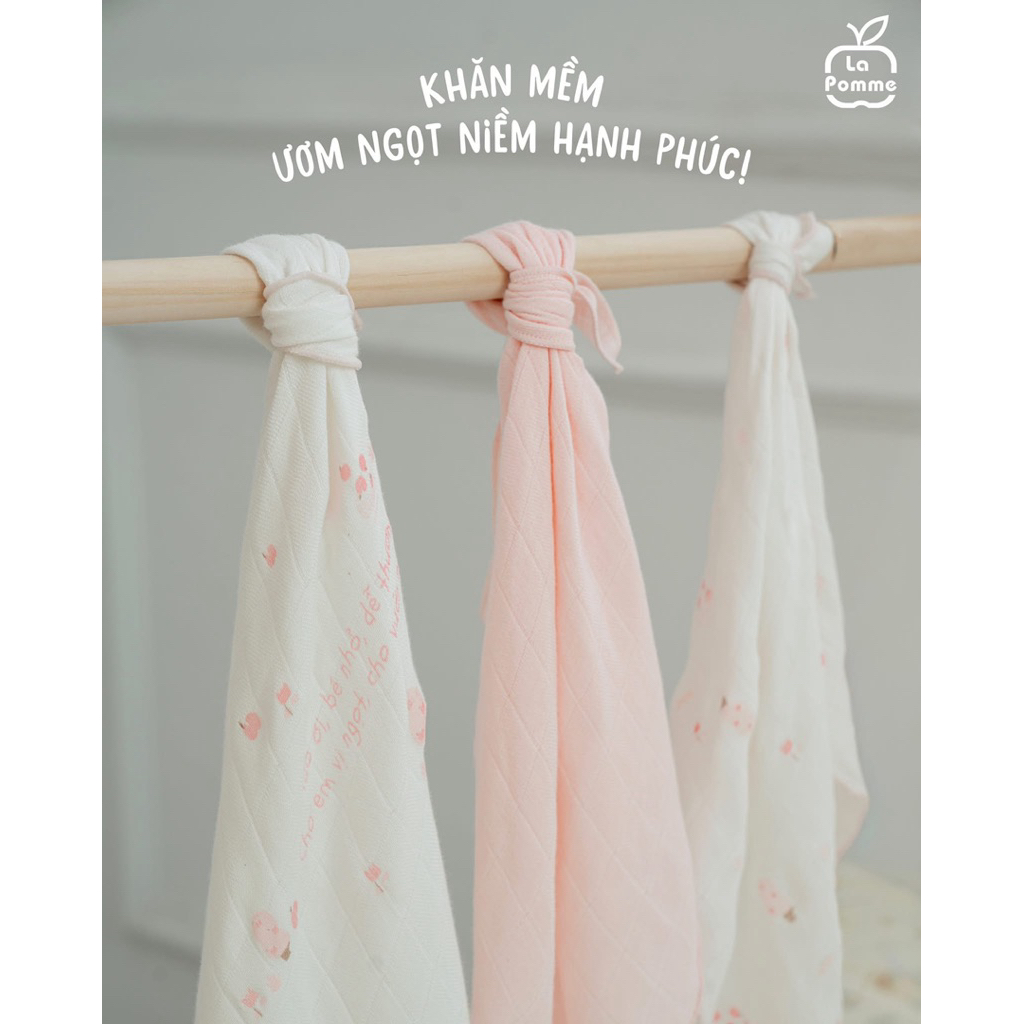 KHĂN SỮA SỢI TRE/Set 5 Khăn sữa sợi tre lụa (30x30) La Pomme