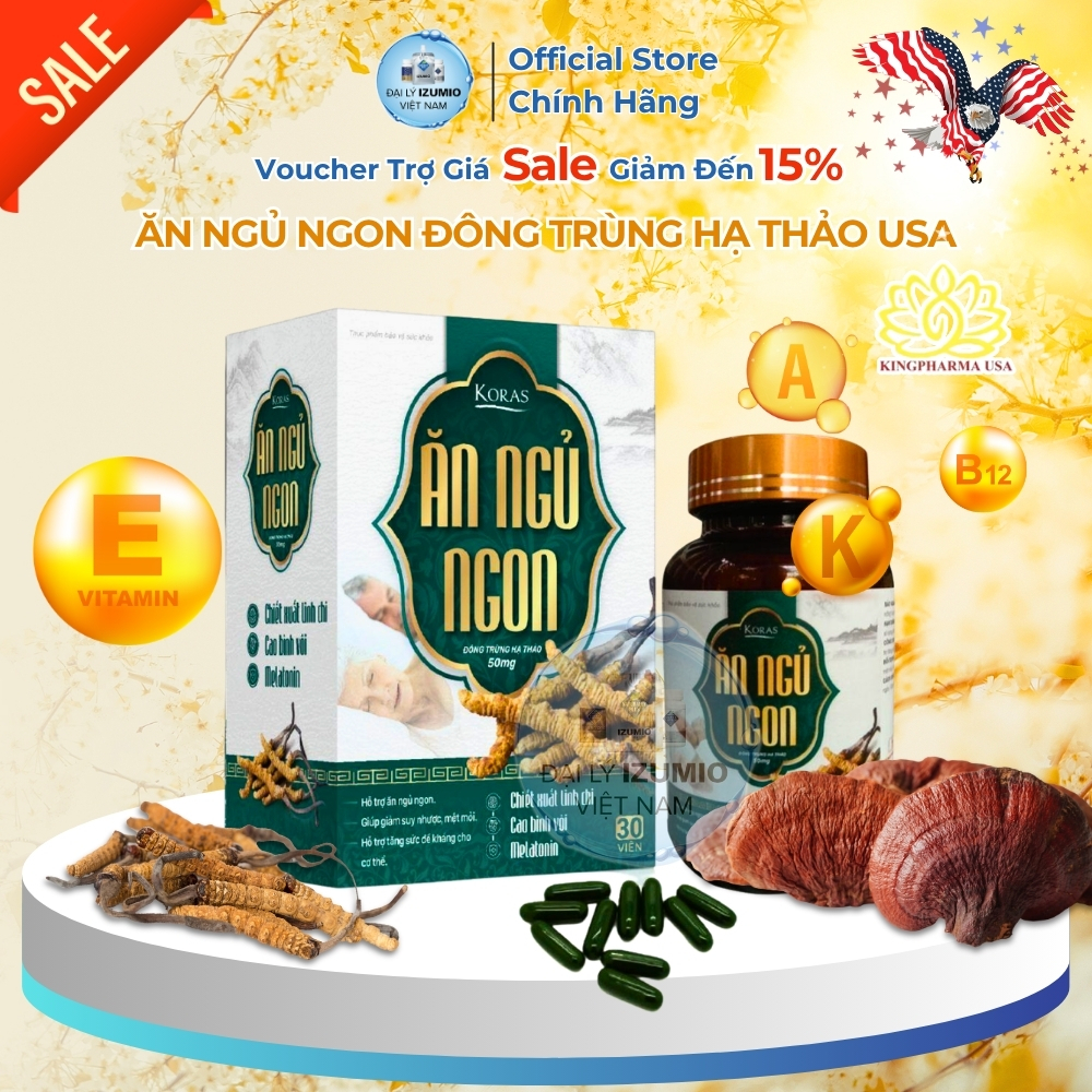 [Xuất Kèm VAT] Hộp 30 Viên Uống Koras Ăn Ngủ Ngon Đông Trùng Hạ Thảo Bồi Bổ Sức Khỏe Kingpharma USA 