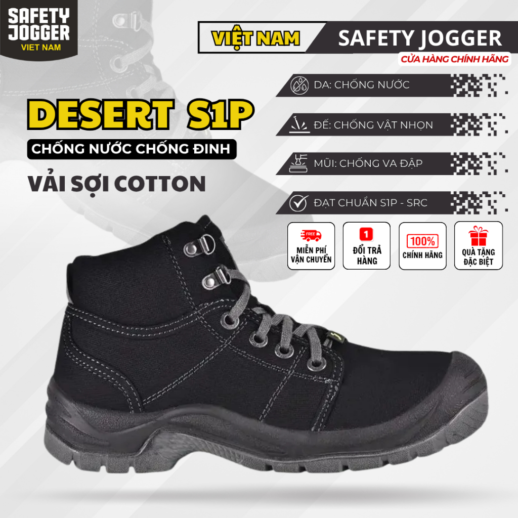 [SAFETY JOGGER] Giày Bảo Hộ Safety Jogger Desert S1P Cao Cổ Chống Trượt Dầu Chống Đinh Chống Nước