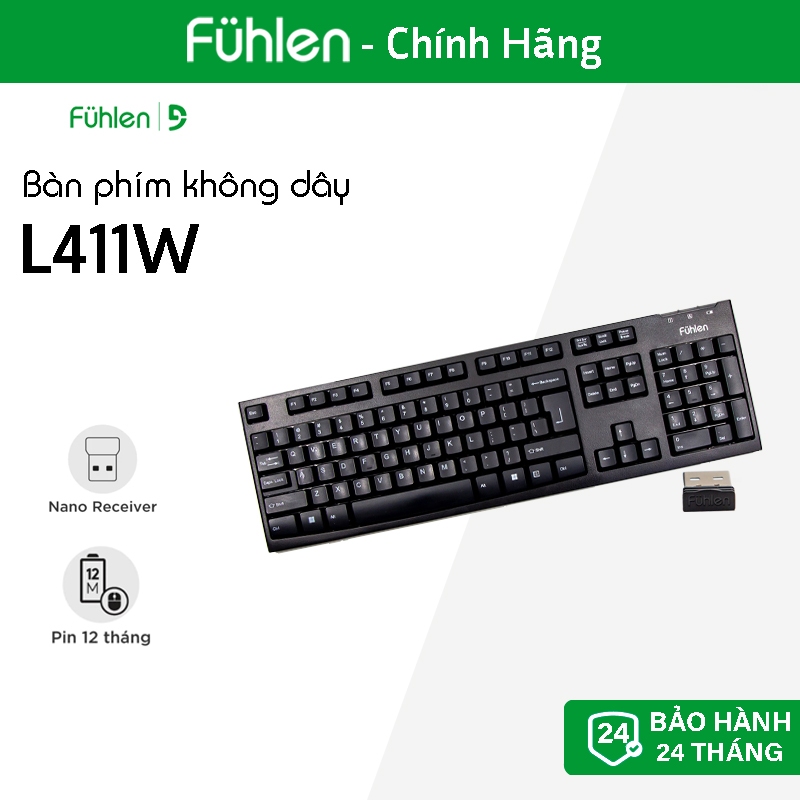 Bàn phím không dây Fuhlen L411W - Chính hãng 2 năm