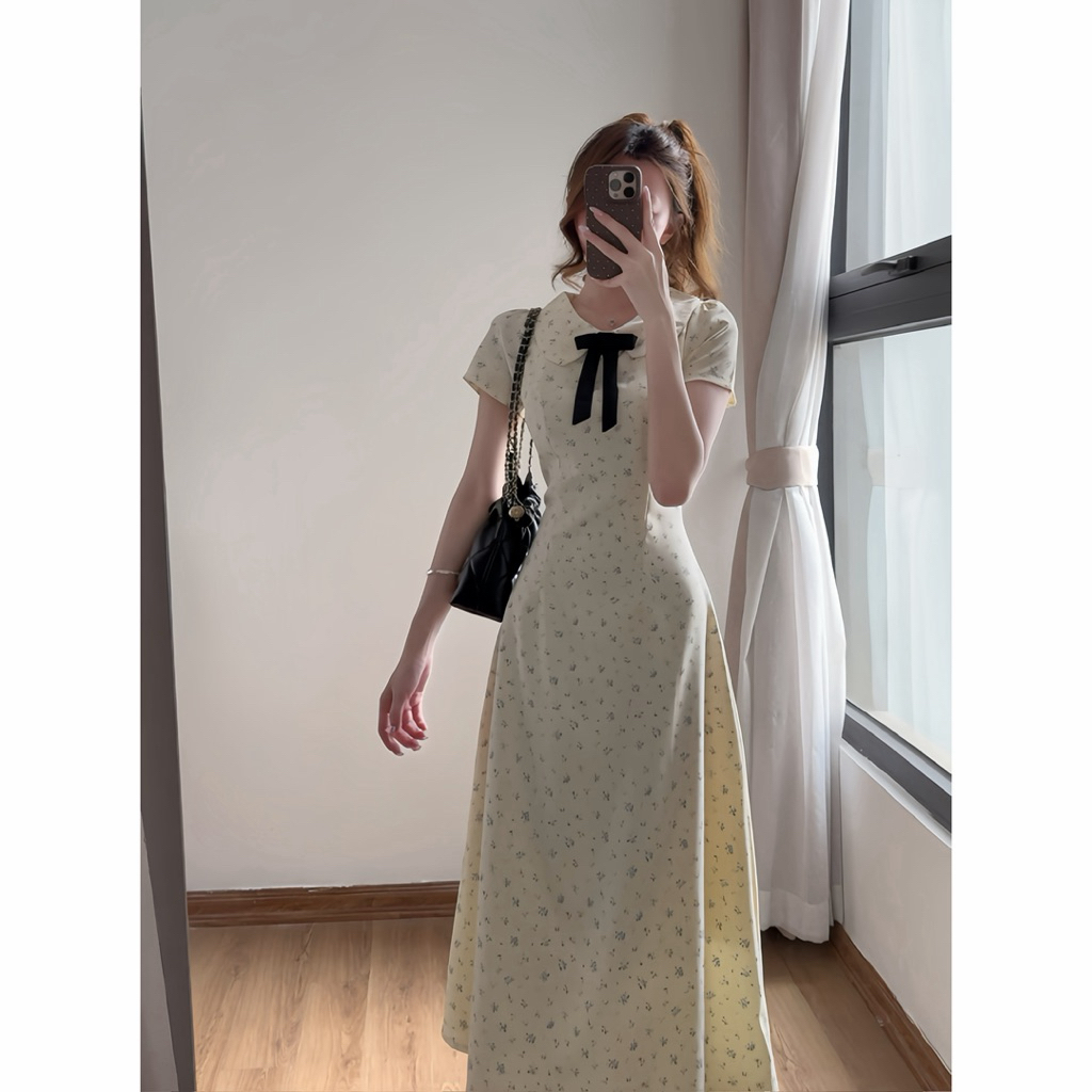 Váy hoa nhí cổ sen dáng dài tiểu thư xixeoshop - V64 | BigBuy360 - bigbuy360.vn