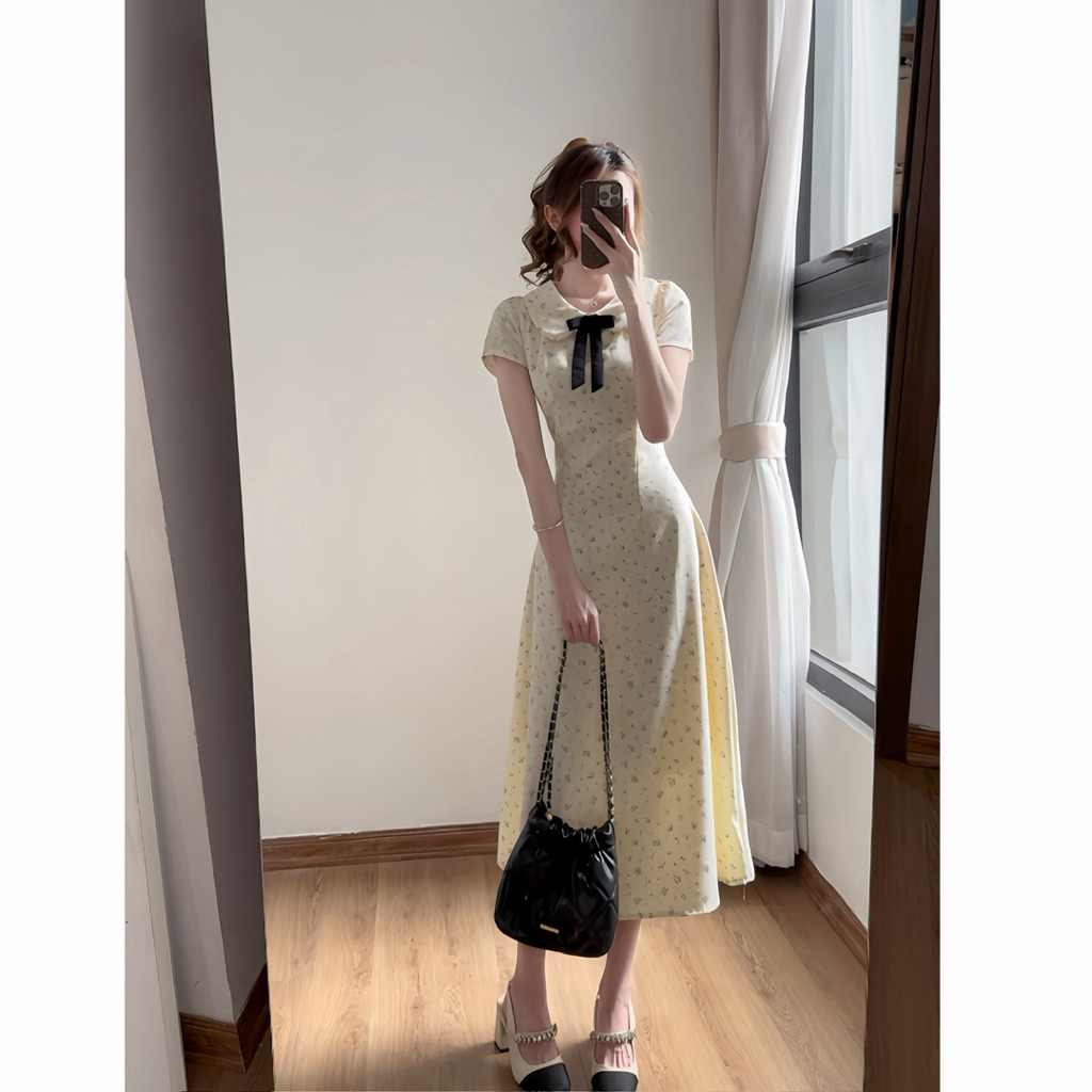 Váy hoa nhí cổ sen dáng dài tiểu thư xixeoshop - V64 | BigBuy360 - bigbuy360.vn