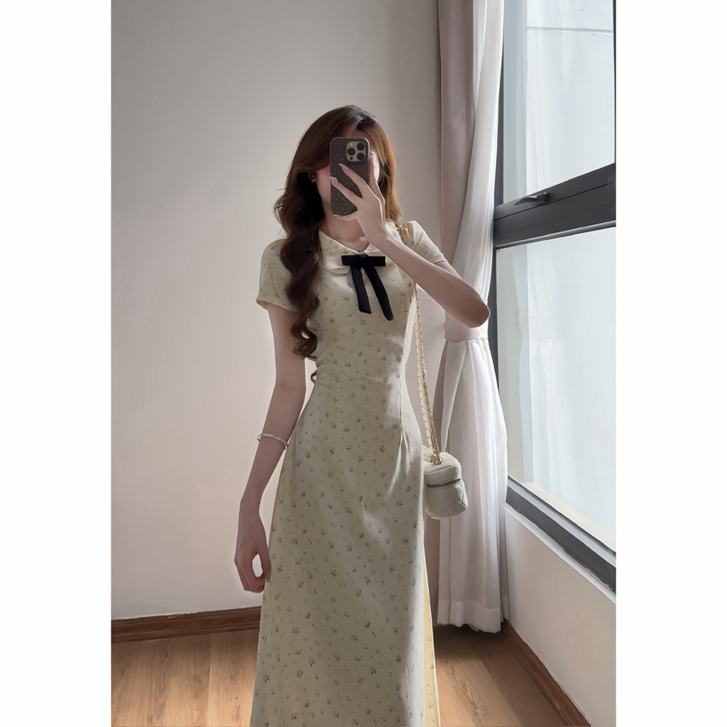 Váy hoa nhí cổ sen dáng dài tiểu thư xixeoshop - V64 | BigBuy360 - bigbuy360.vn