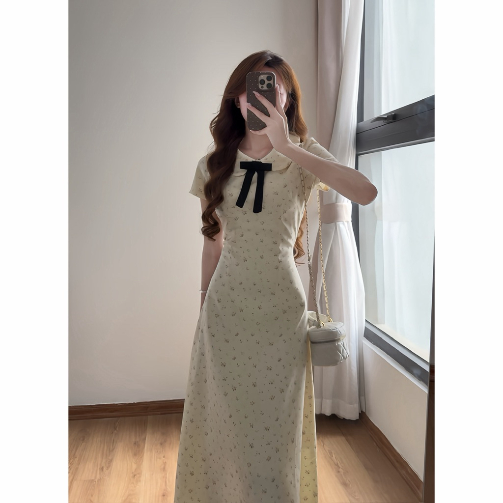 Váy hoa nhí cổ sen dáng dài tiểu thư xixeoshop - V64 | BigBuy360 - bigbuy360.vn