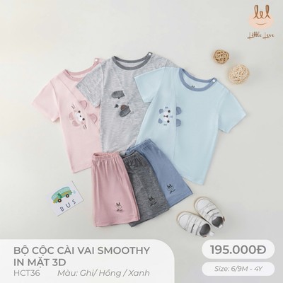 BỘ CỘC CÀI VAI CHẤT LIỆU SỢI TRE LIL LITTLE LOVE SIÊU MỀM, MÁT, MỊN CO DÃN VÀ THẤM HÚT TỐT 6/9M - 4Y (HCT36)