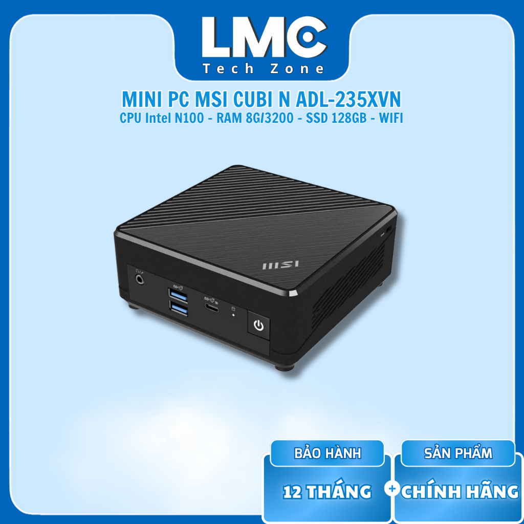 Mini PC MSI CUBI N ADL-235XVN ( CPU Intel N100 - RAM 8G/3200 - SSD 128GB - WIFI )
