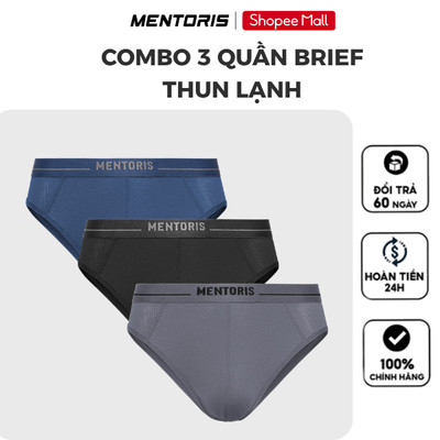 COMBO 3 Quần Lót Tam Giác Nam MENTORIS Vải Thun Lạnh, Co Giãn Thoáng Mát, Mặc Hằng Ngày CB3.MIBF25A008
