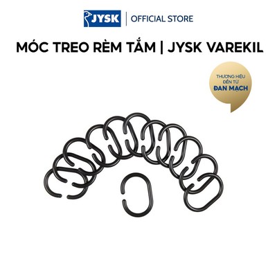 Móc treo rèm tắm | JYSK VAREKIL | polystyren | đen | bộ 12 chiếc