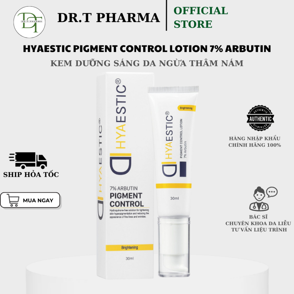 [HÀNG CÔNG TY] Kem hỗ trợ sáng da ngừa thâm nám Hyaestic Pigment Control Lotion 7% Arbutin (30ml)