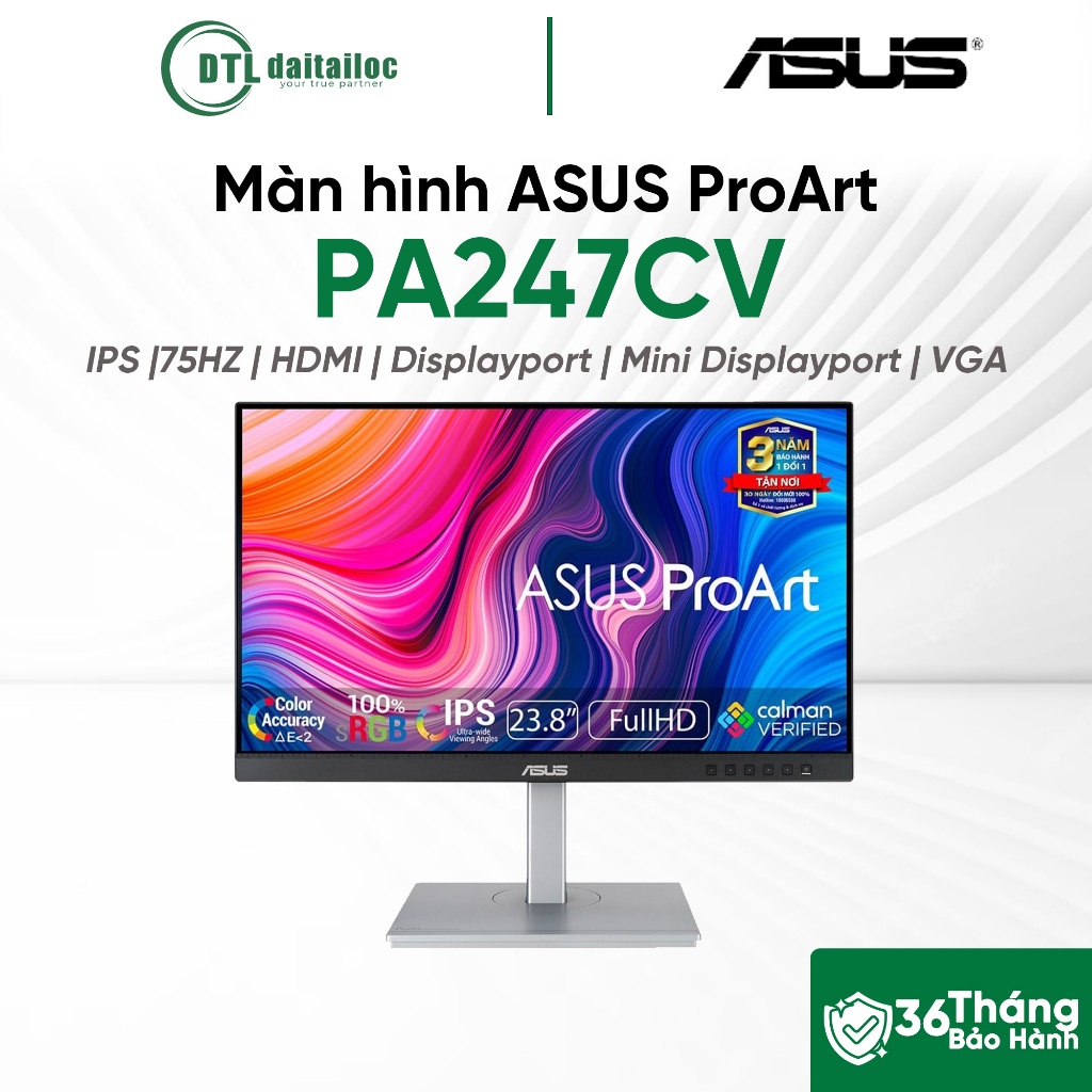 MÀN HÌNH ĐỒ HỌA ASUS PROART PA247CV | 24 INCH | IPS | FHD | USB-C | Chính Hãng | Bảo  Hành 36 Tháng