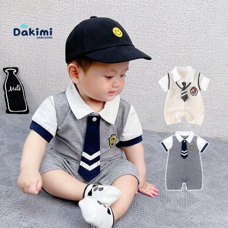 Body công tử cho bé trai kèm cavat, Bodysuit  cho bé Dakimi BABYWEAR chất Thun lạnh, đồ sơ sinh bé t